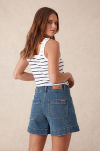 Esther Denim Patch Pocket Short - Fresh Indigo