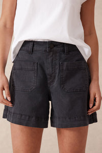 Esther Denim Patch Pocket Short - Washed Black