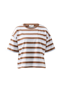 Boxy Pocket Tee - White/milk Choc Chalk Stripe