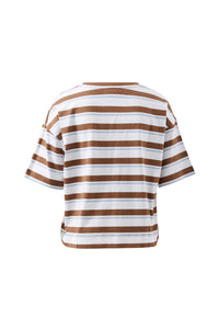 Boxy Pocket Tee - White/milk Choc Chalk Stripe