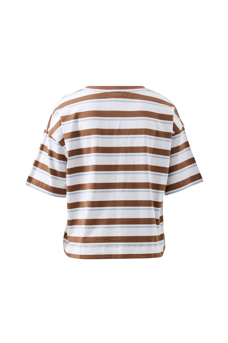 Boxy Pocket Tee - White/milk Choc Chalk Stripe