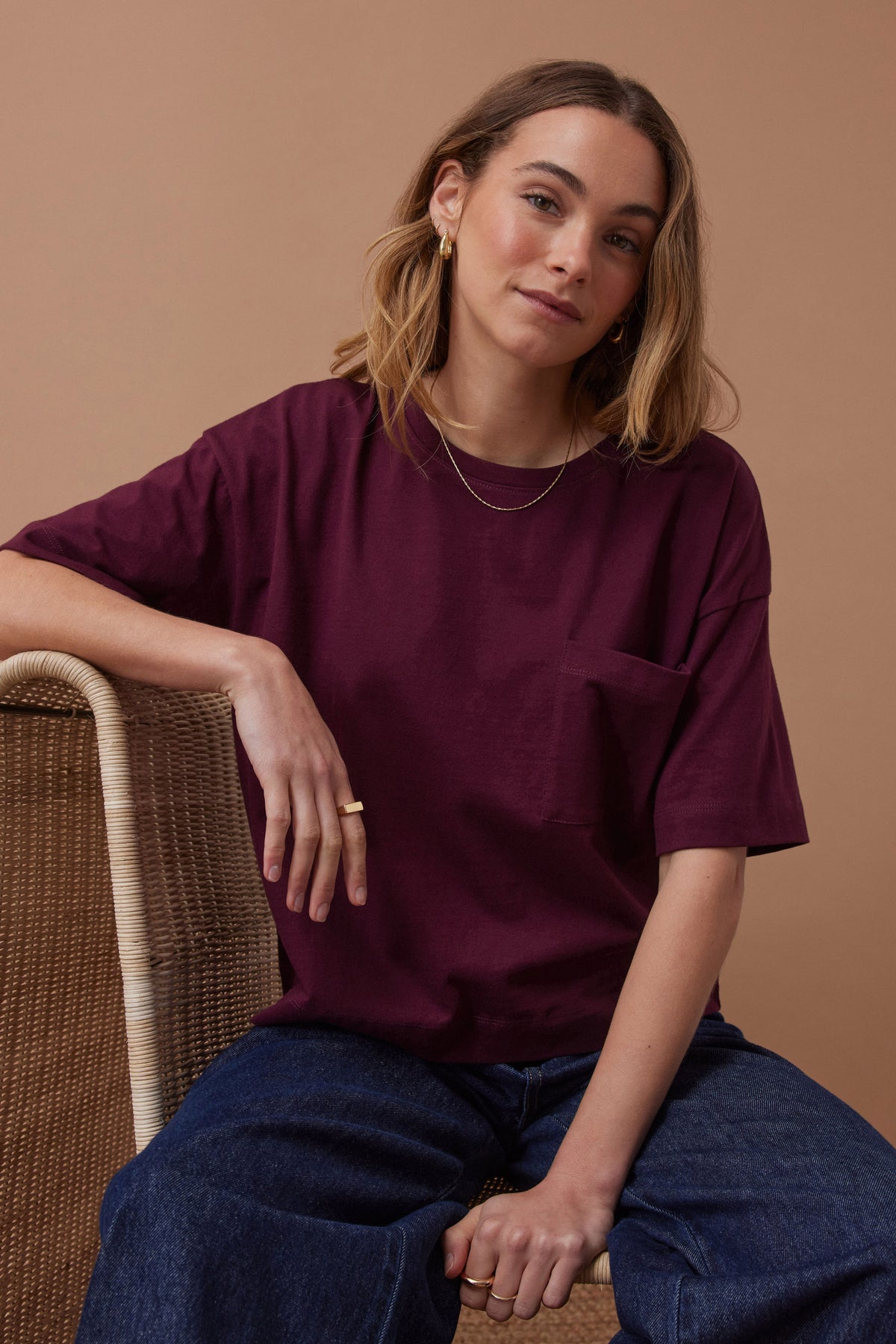 Boxy Pocket Tee - Raisin