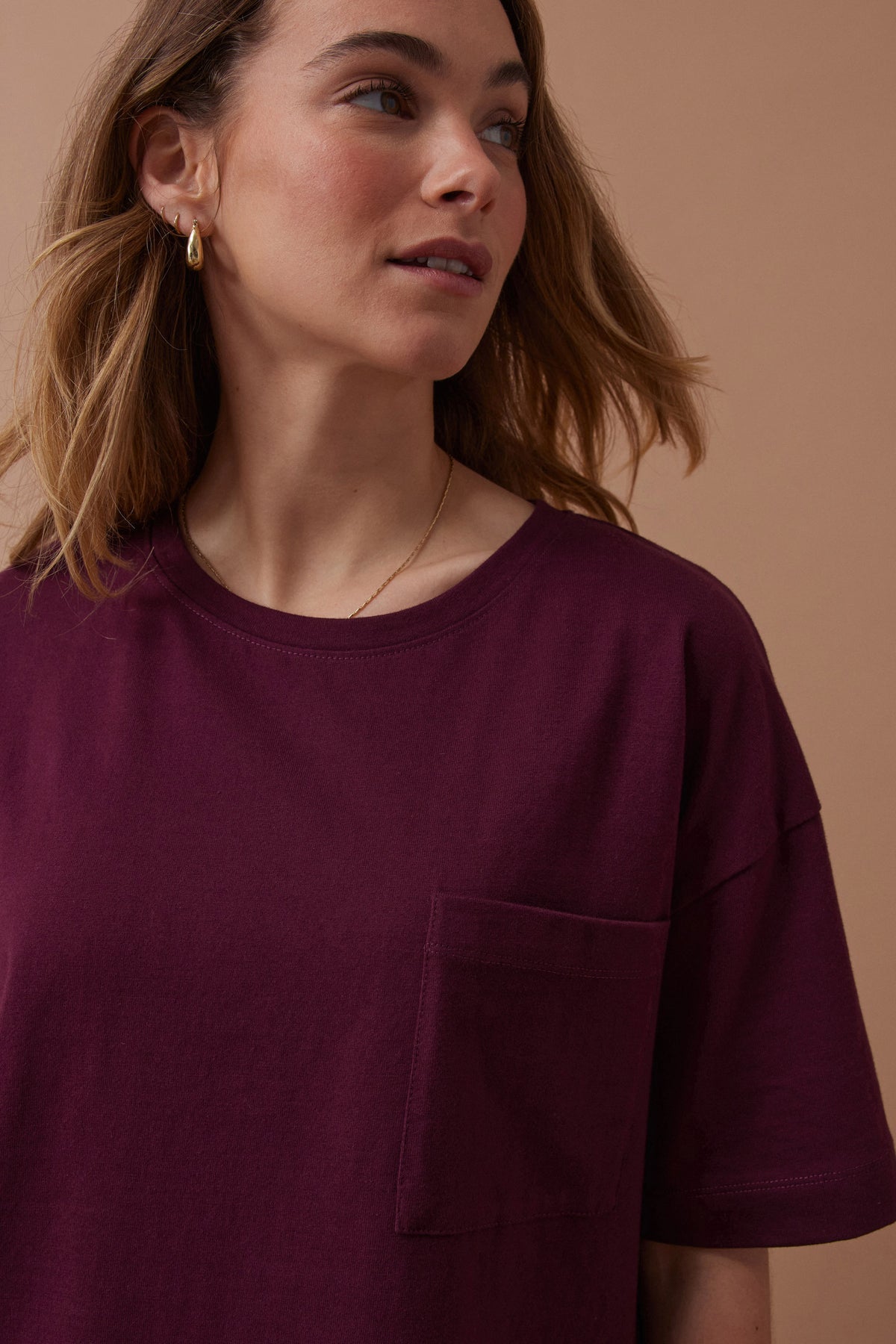 Boxy Pocket Tee - Raisin