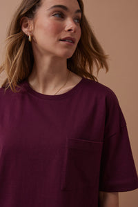 Boxy Pocket Tee - Raisin