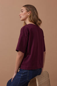 Boxy Pocket Tee - Raisin