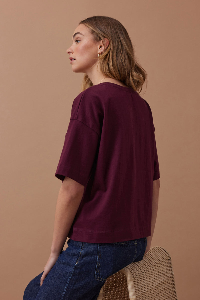 Boxy Pocket Tee - Raisin