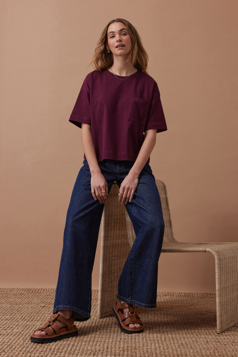 Boxy Pocket Tee - Raisin