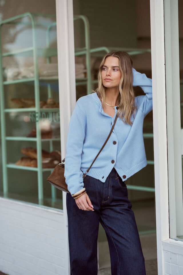 Nelly Long Sleeve Knit Cardi - China Blue
