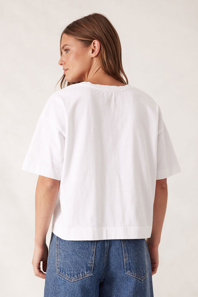 Boxy V Neck Tee - White
