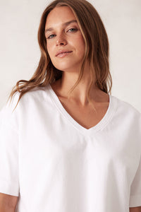 Boxy V Neck Tee - White