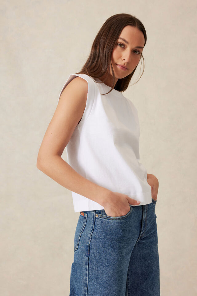 Extended Shoulder Tee - White