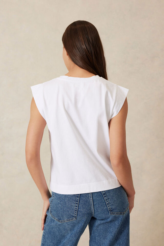 Extended Shoulder Tee - White
