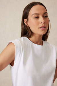 Extended Shoulder Tee - White