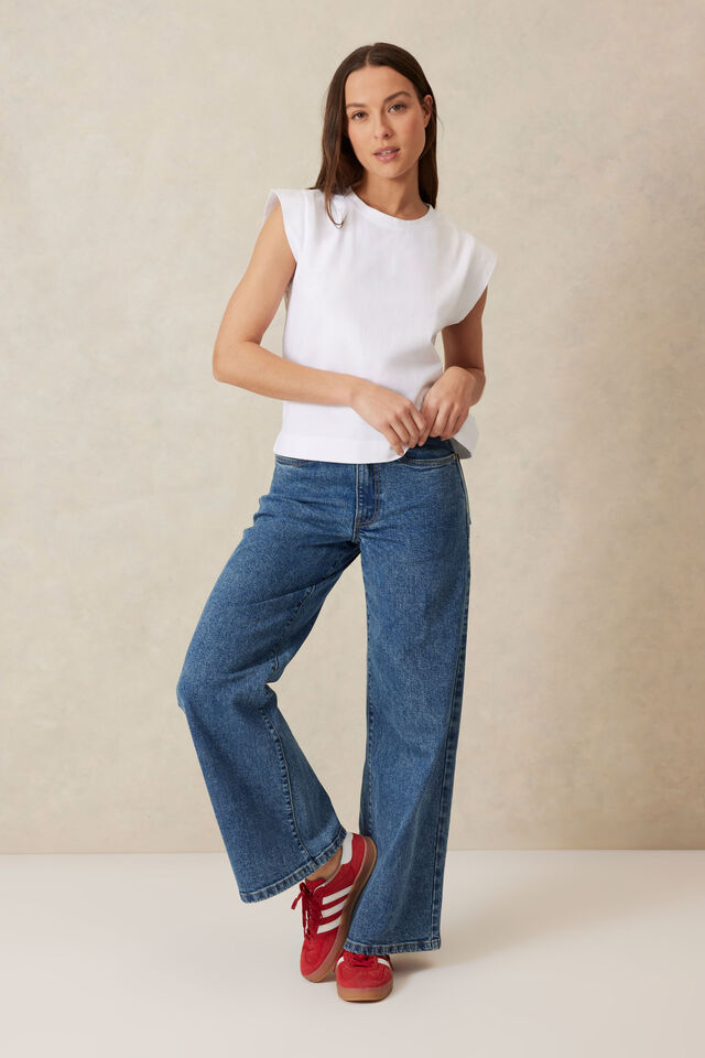 Extended Shoulder Tee - White