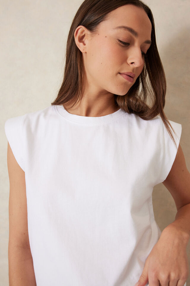 Extended Shoulder Tee - White