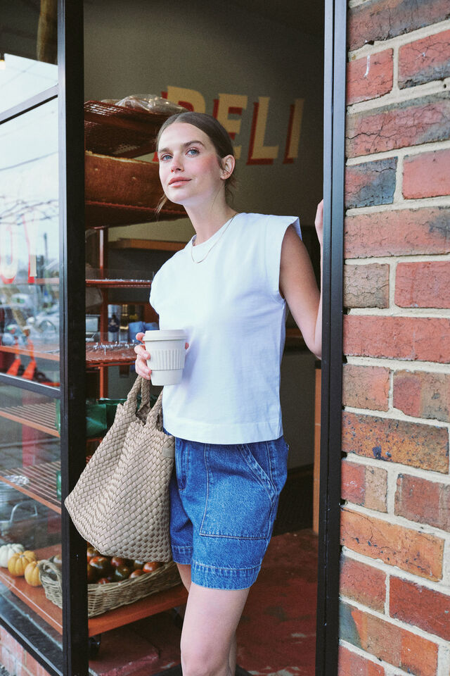 Extended Shoulder Tee - White
