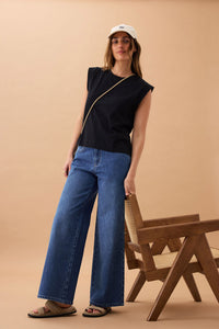 Extended Shoulder Tee - Black