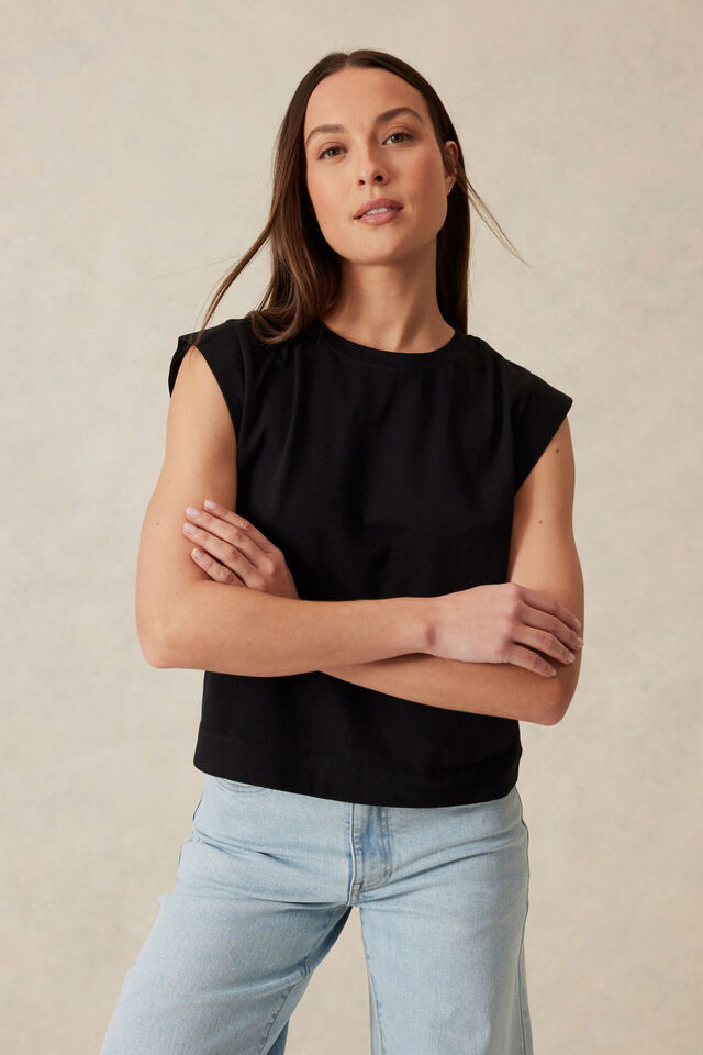 Extended Shoulder Tee - Black