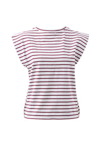 Extended Shoulder Tee - White/Pomegranate Stripe