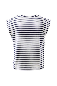 Extended Shoulder Tee - White/French Navy Stripe