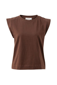 Esme Extended Shoulder Tee - Chocolate