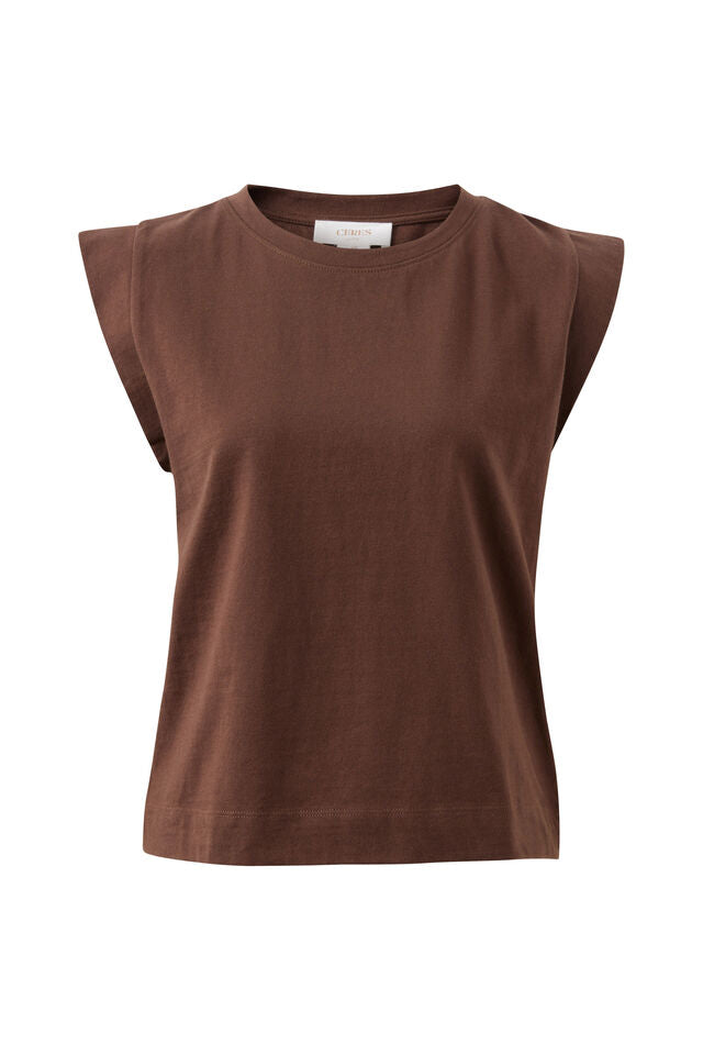 Esme Extended Shoulder Tee - Chocolate