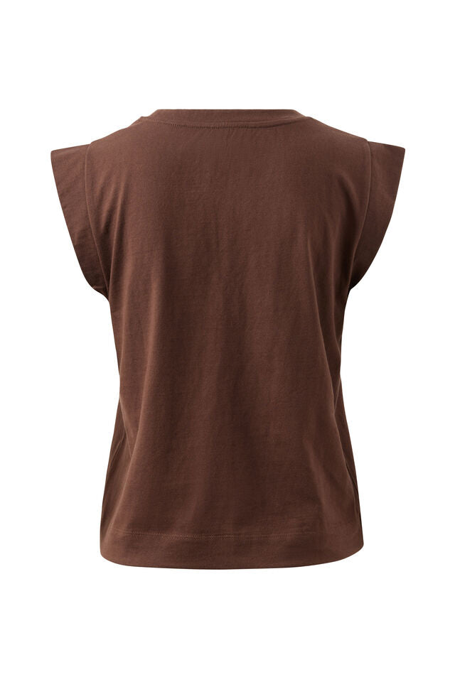 Esme Extended Shoulder Tee - Chocolate