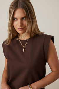 Esme Extended Shoulder Tee - Chocolate