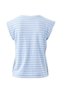 Esme Extended Shoulder Tee - China Blue/White Stripe