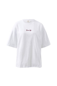 Tully Boyfriend Tee - White/Ceres Script Pomegranate Embroidery