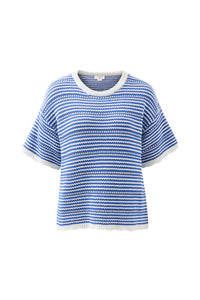 Nina Boxy Knit Tee - Summer Blue Stripe