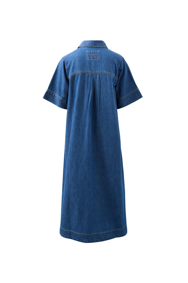Ava Short Sleeve Midi Dress - Fresh Indigo