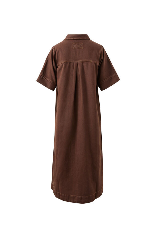 Ava Short Sleeve Midi Dress - Chocolate