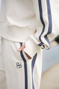 Sporty Slouchy Crew - Winter White Side Stripe