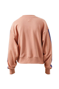 Sasha Sporty Slouchy Crew - Pink Clay Washed Navy Side Stripe