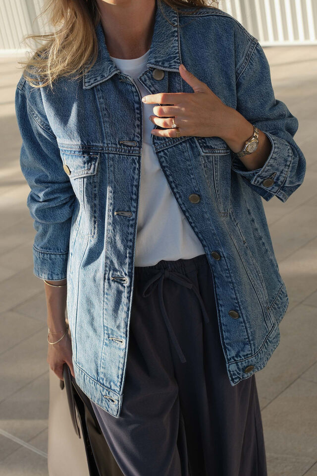 Oversized Denim Trucker - Vintage Blue