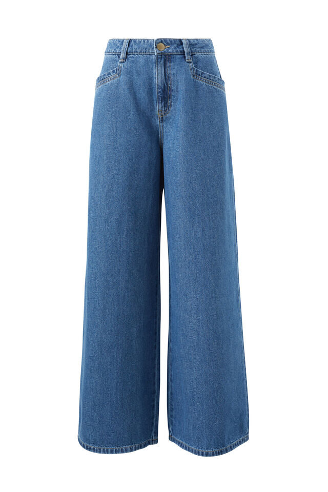 Drew Soft Wide Jean - Mid Indigo