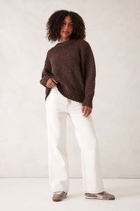 Lofty Knit Crew - Choc Fleck