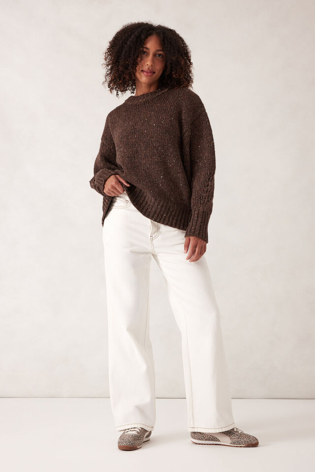 Lofty Knit Crew - Choc Fleck