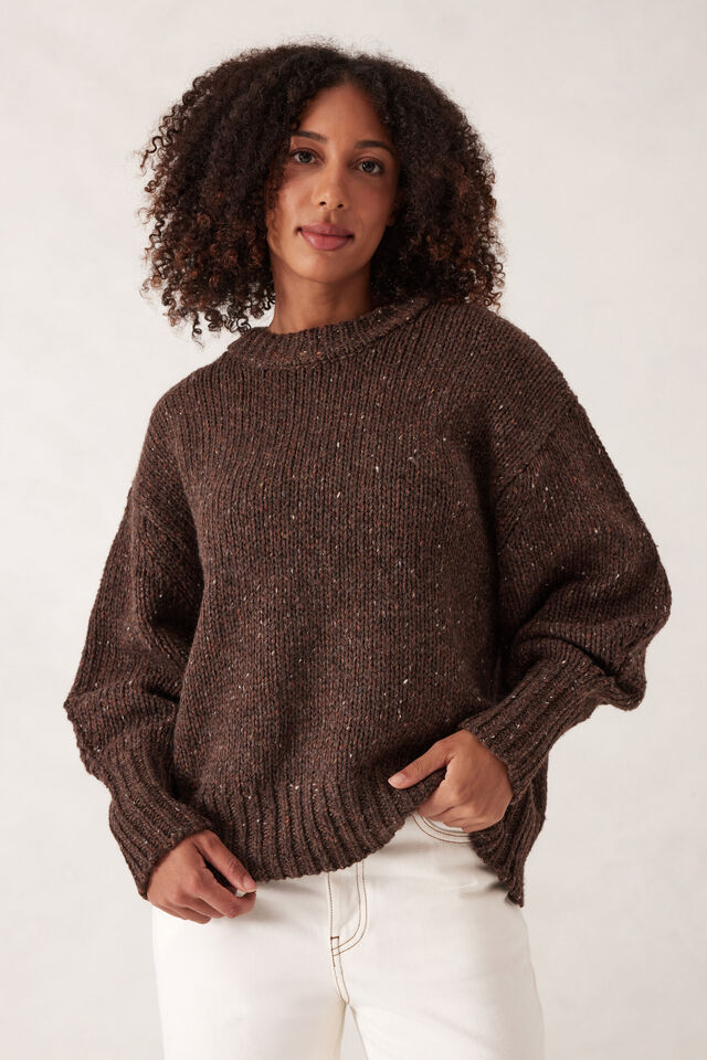 Lofty Knit Crew - Choc Fleck