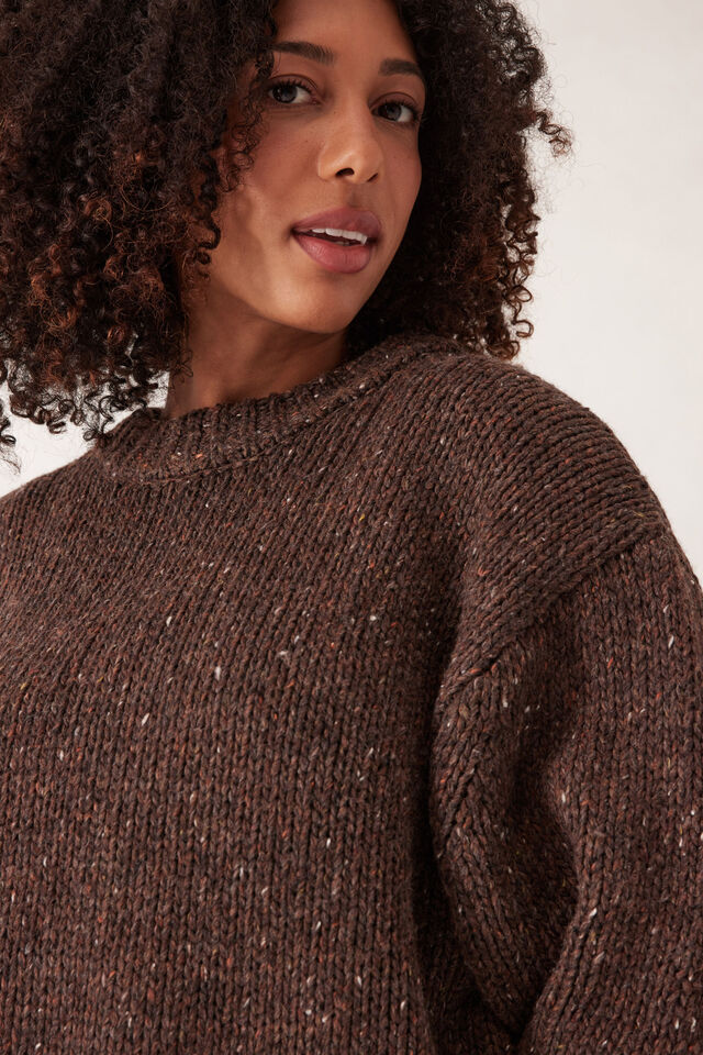 Lofty Knit Crew - Choc Fleck