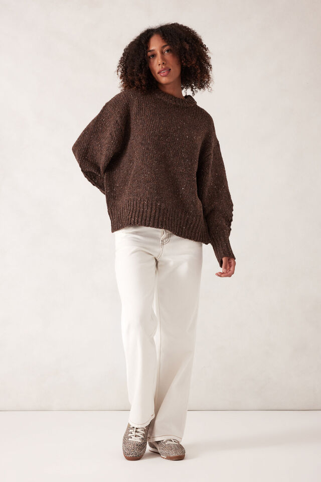 Lofty Knit Crew - Choc Fleck