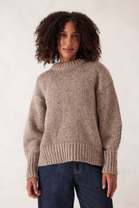 Lofty Knit Crew - Taupe Fleck