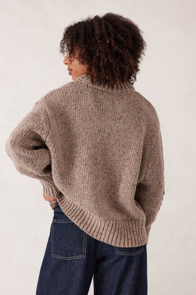 Lofty Knit Crew - Taupe Fleck