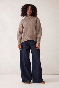 Lofty Knit Crew - Taupe Fleck