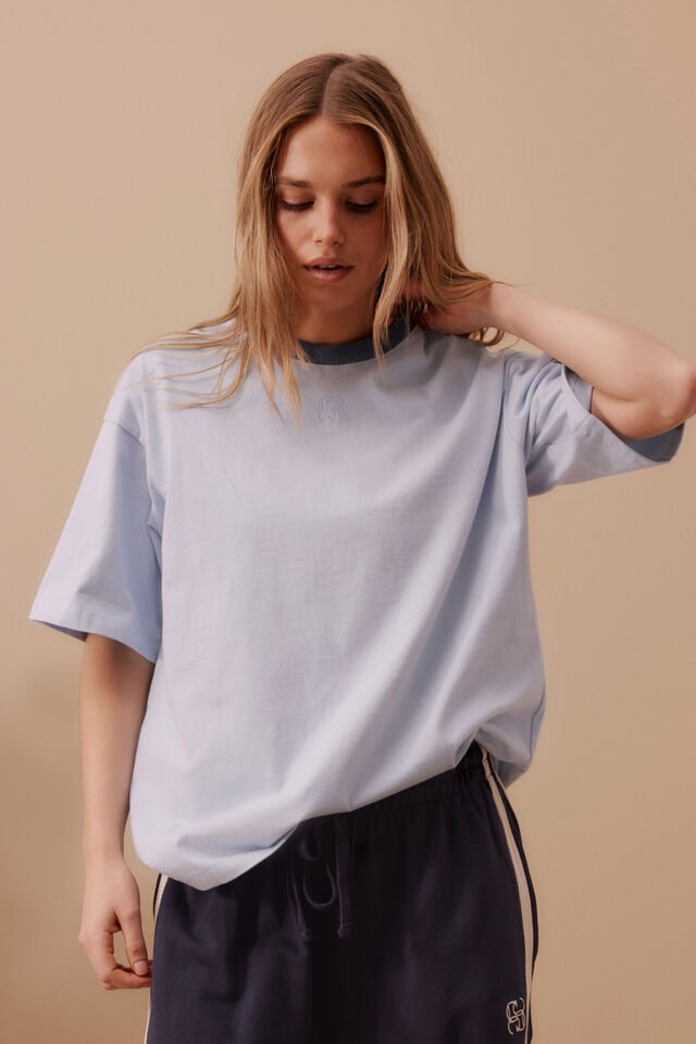 Ringer Tee - Chalk Blue/Moonlight