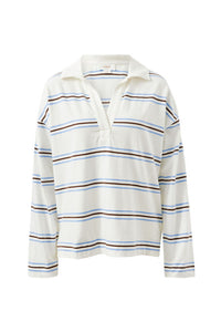 Shelby Slouchy Rugby Top - Vanilla/Brunette Brown Stripe