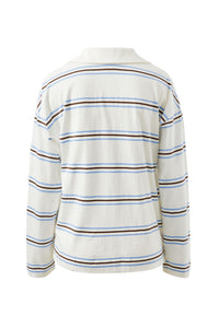 Shelby Slouchy Rugby Top - Vanilla/Brunette Brown Stripe