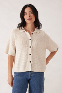 Boxy Button Through Knit - Ecru