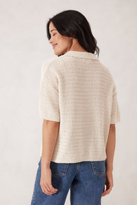 Boxy Button Through Knit - Ecru